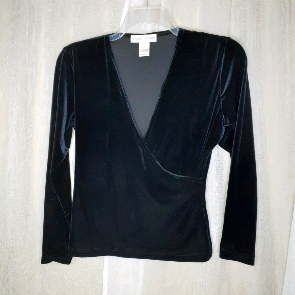 Casual Corner Black Velvet Formal‎ Blouse